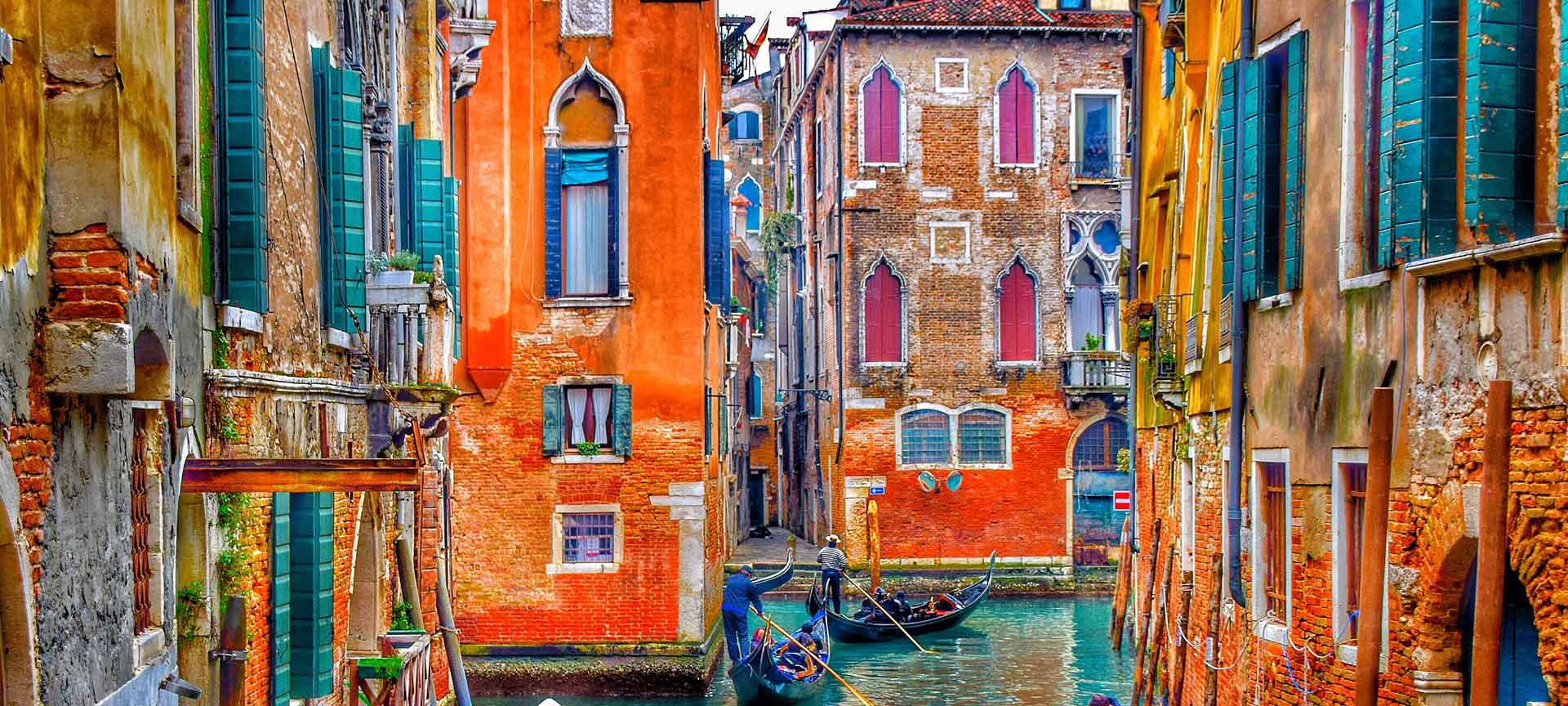 Painted building in Venice Italy